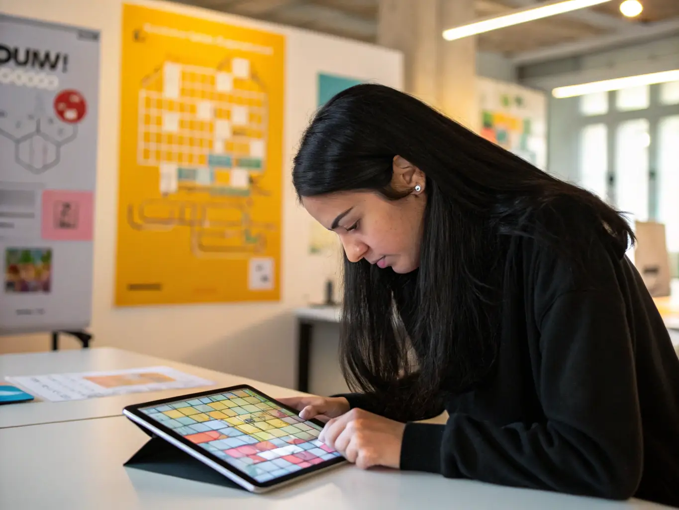 A vibrant image of a player immersed in a s15电竞 puzzle game, showcasing the platform's user-friendly interface and engaging gameplay.